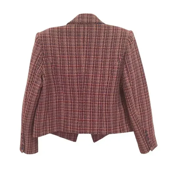 L’AGENCE Brook Tweed Double Breasted Cropped Blazer Purple Pink Size 10 - Picture 12 of 15